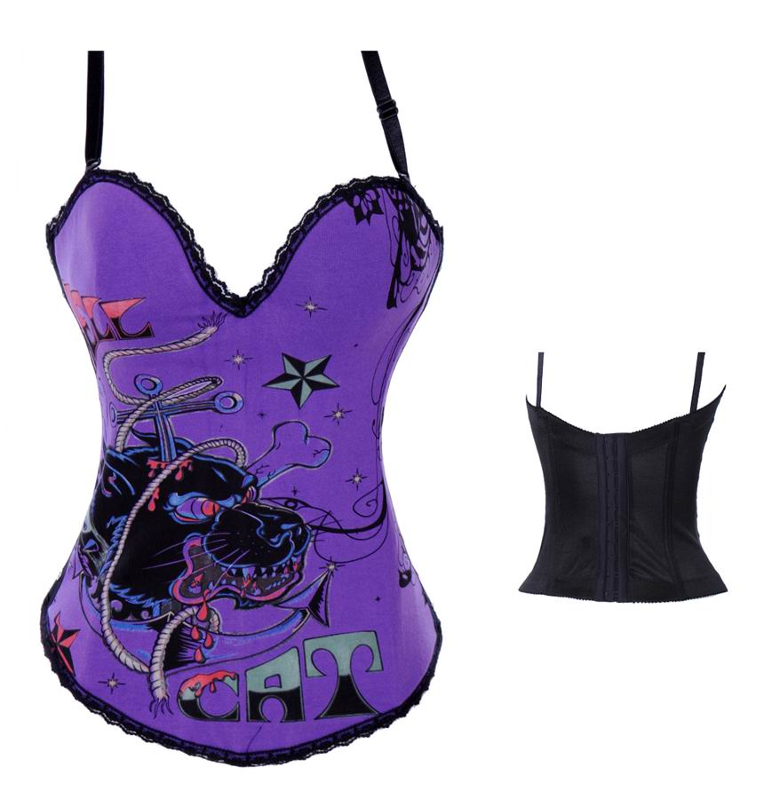 Purple Corset With Wild Dog Decoration Frontward